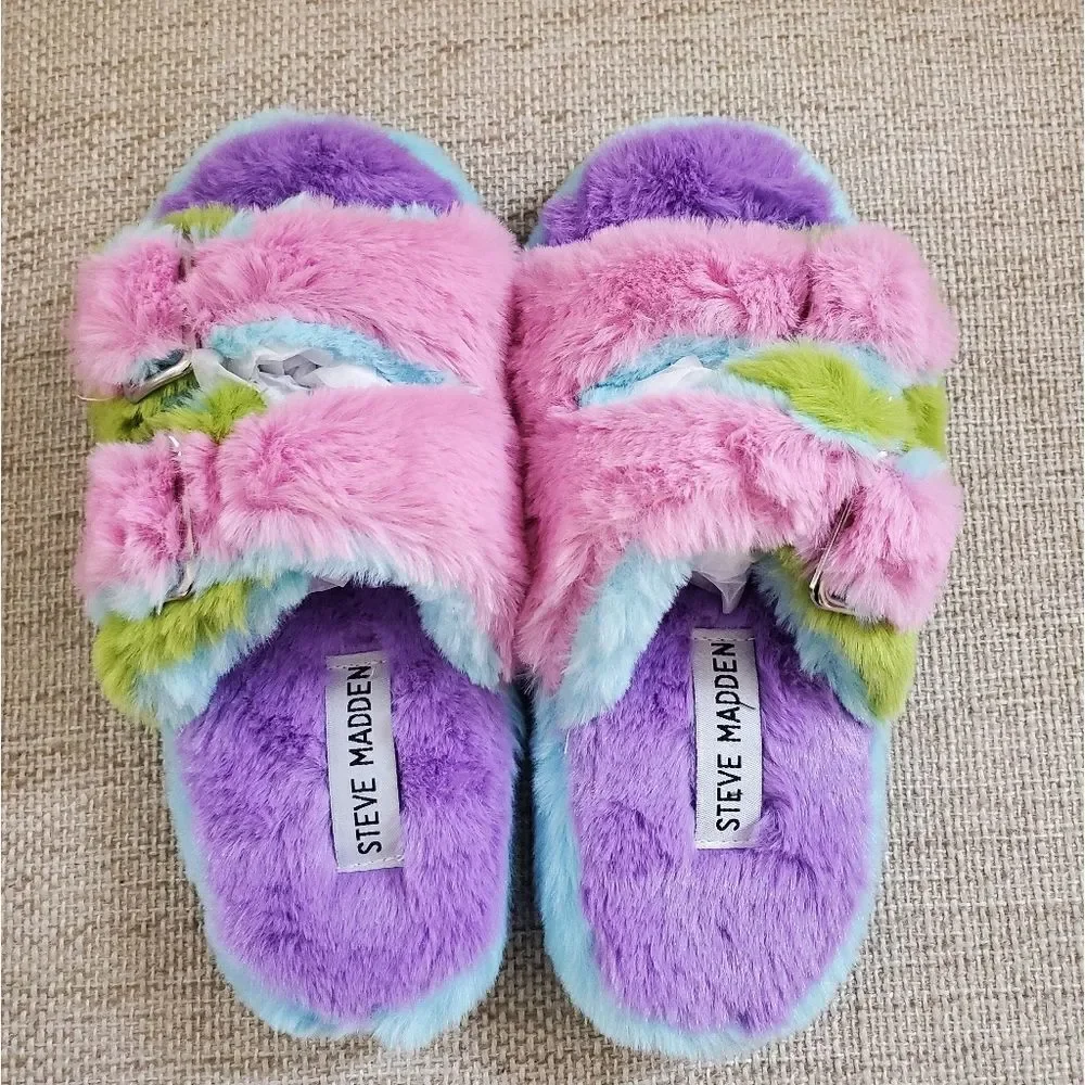 Steve Madden Kids' Jaround Faux Fur Slide Slipper